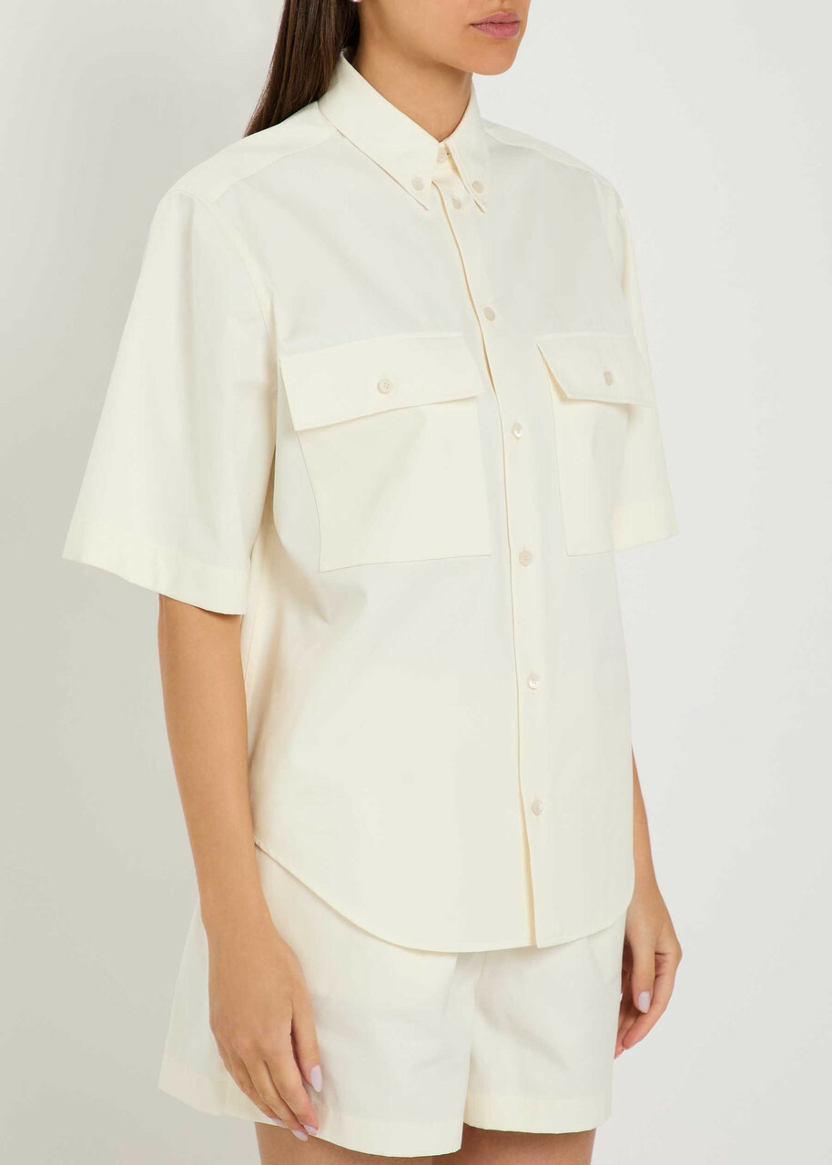 Tods Logo-embroidered Cotton-blend Poplin Shirt White
