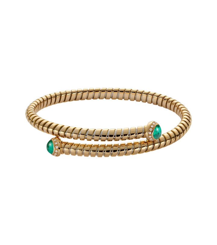 Photo: Marina B 18kt yellow gold bangle with emeralds and diamonds