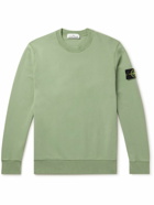Stone Island - Logo-Appliquéd Garment-Dyed Cotton-Jersey Sweatshirt - Green
