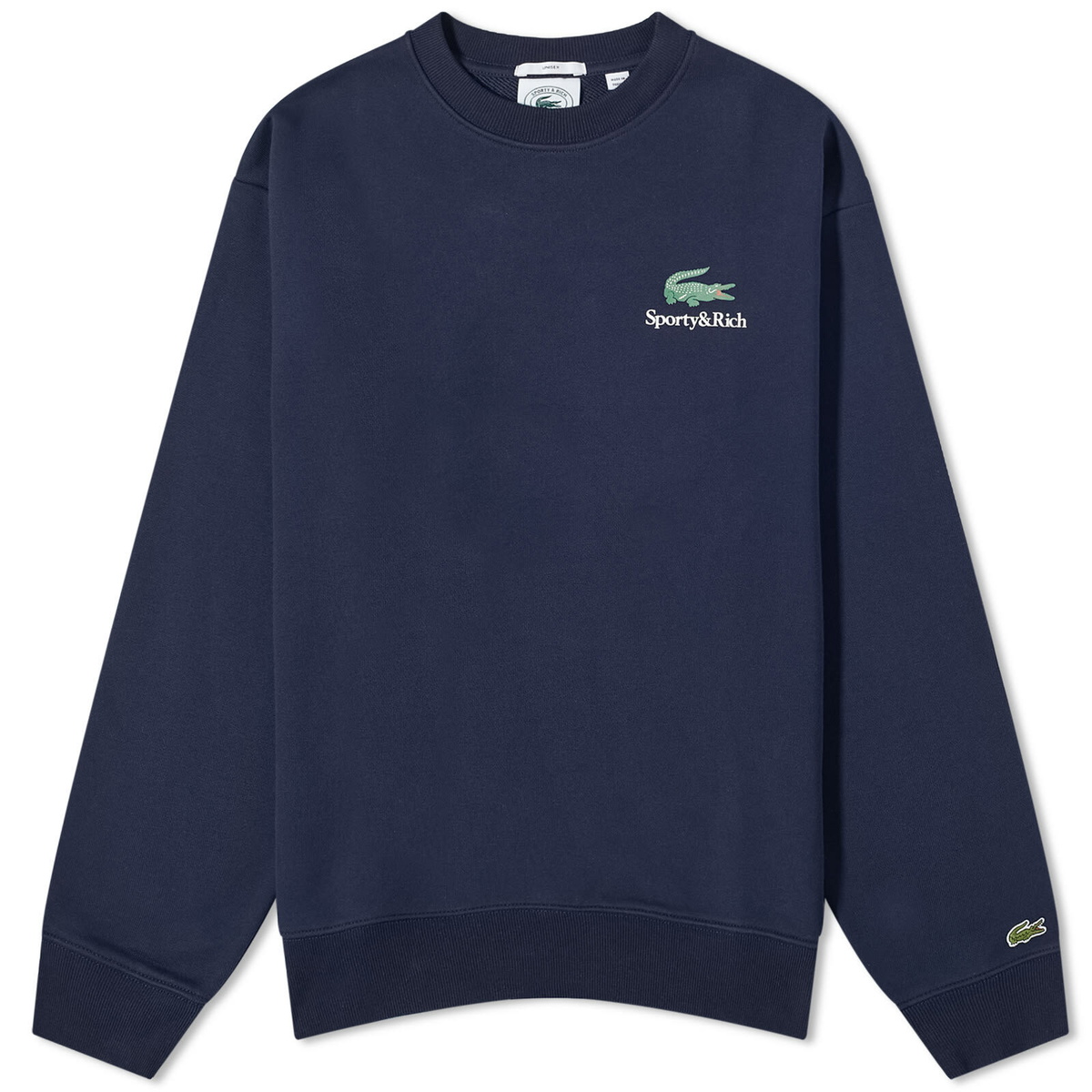 Sporty Rich x Lacoste Play Tennis Crew Sweat in Marine Farine