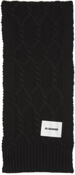 Jil Sander Black Wool Cable Knit Scarf