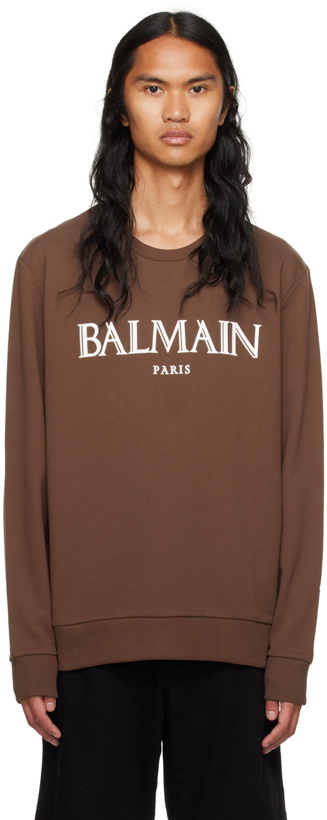 Photo: Balmain Brown Bonded Sweatshirt