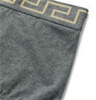 Versace - Logo-Jacquard Stretch-Cotton Jersey Boxer Briefs - Gray