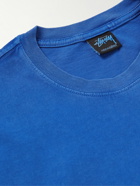 Stussy - Logo-Print Garment-Dyed Cotton-Jersey T-Shirt - Blue
