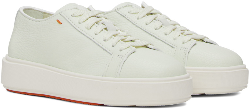 Santoni White Tumbled Sneakers