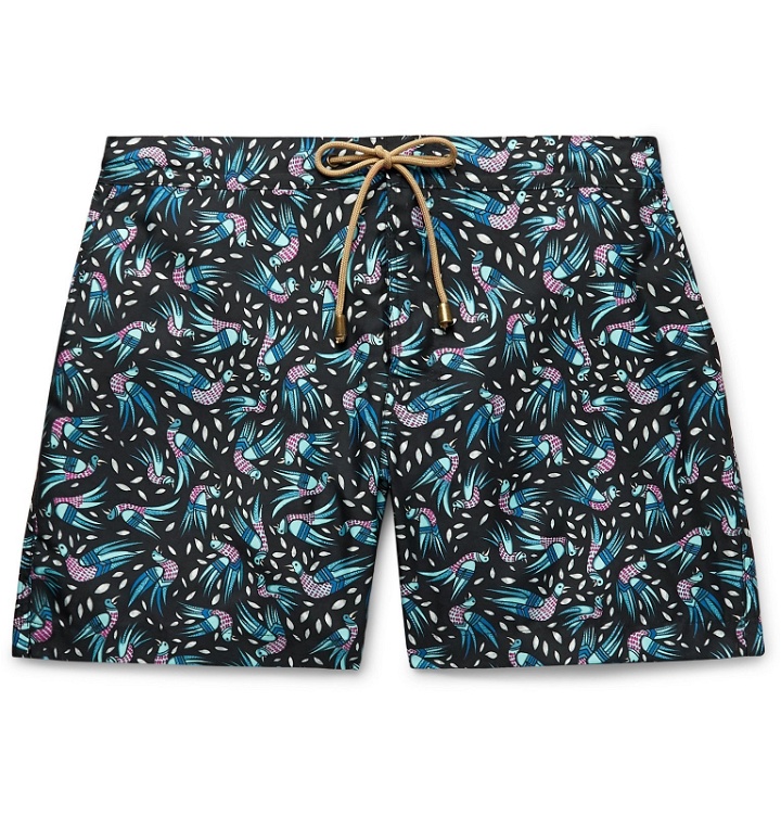 Photo: Thorsun - Mid-Length Printed Swim Shorts - Blue