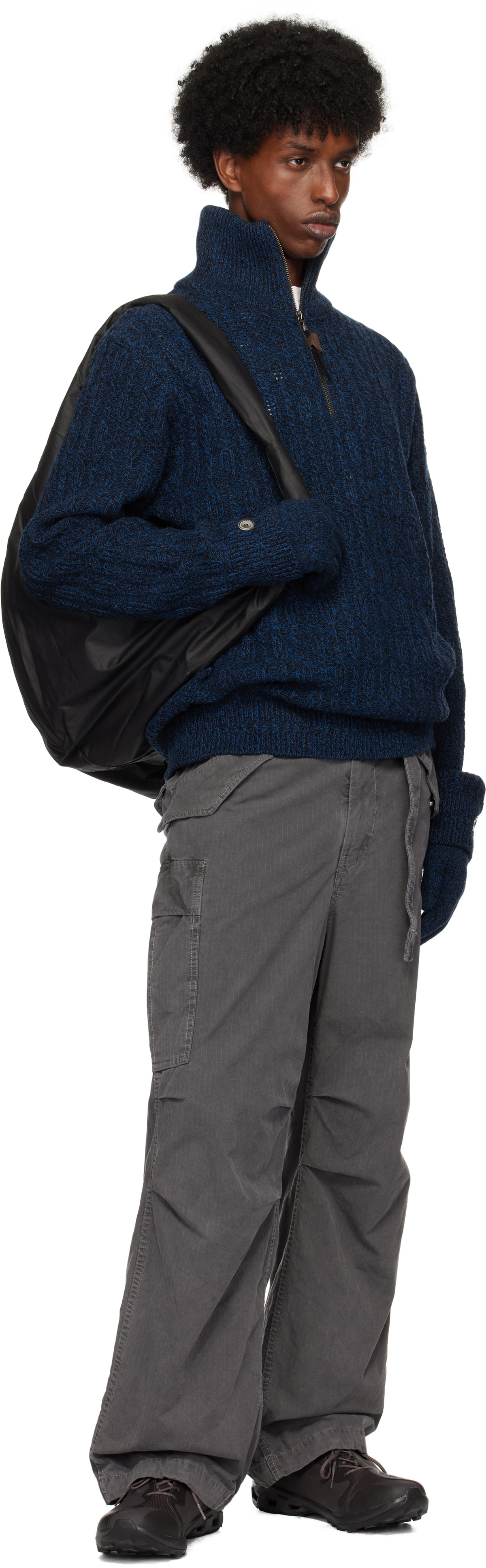HYEIN SEO Navy Troyer Knit Sweater & Gloves Set