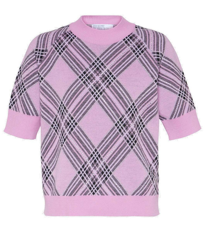 Photo: Giuseppe di Morabito Embellished checked wool top