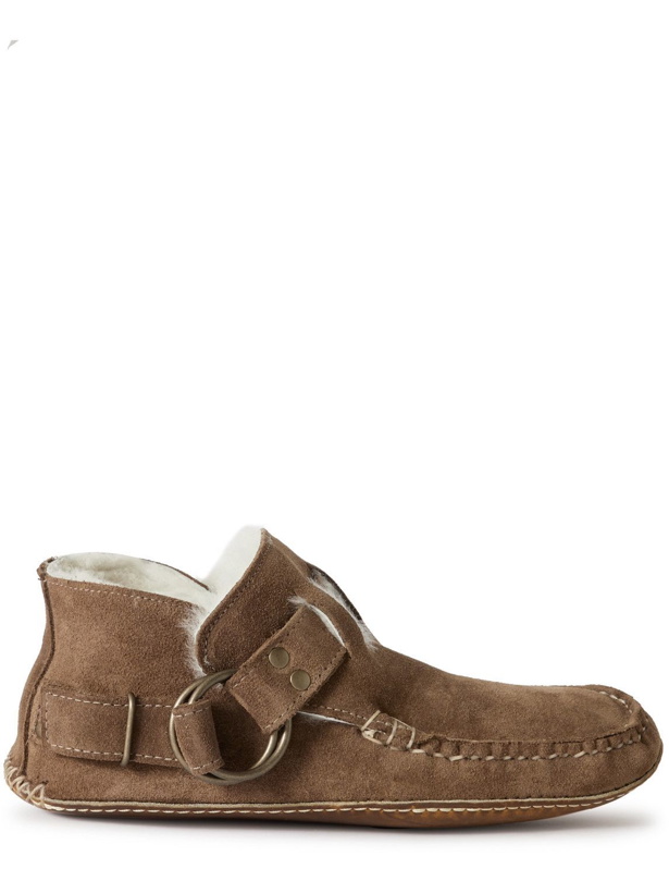 Photo: Quoddy - Legacy Ring Shearling-Lined Suede Moccasins - Brown