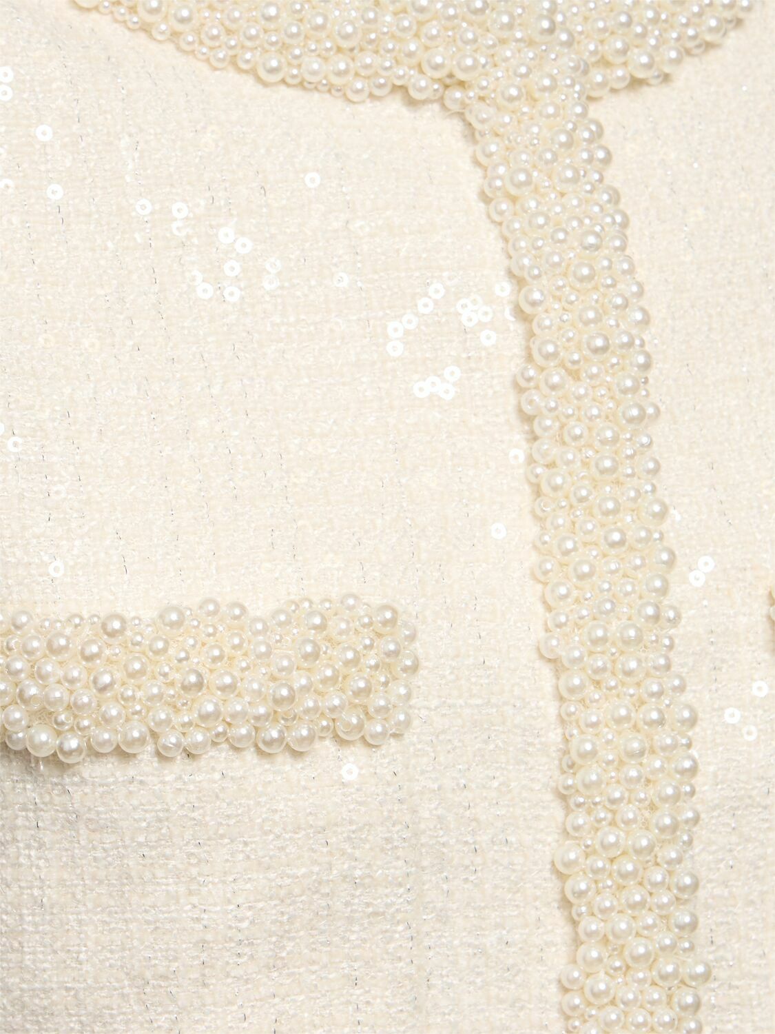 SELF-PORTRAIT Bouclé Pearl Trim Jacket Self-Portrait