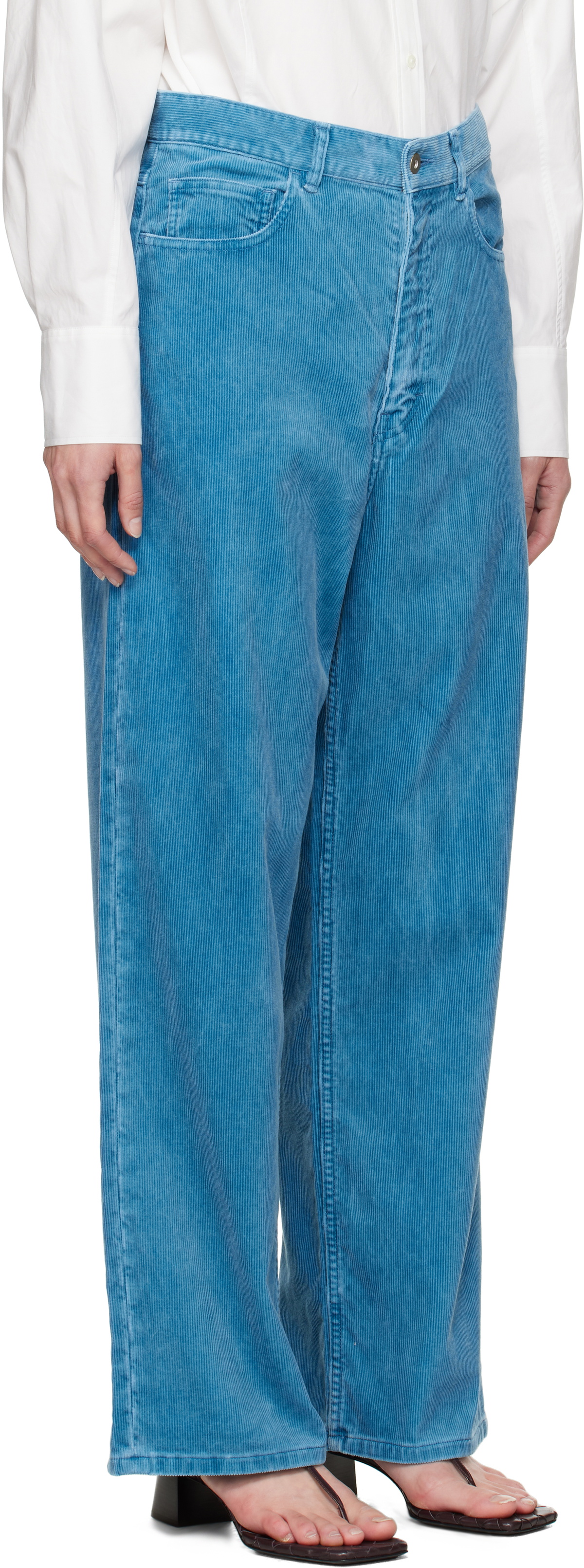 AURALEE Blue Finx Corduroy Wide 5P Trousers Auralee