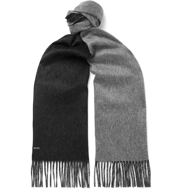 Photo: Dunhill - Reversible Fringed Cashmere Scarf - Gray