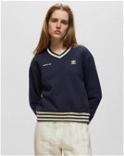 Adidas Wmns Sporty & Rich V Neck Crew Blue - Womens - Sweatshirts