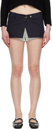 OPEN YY Navy Layered Boxer Short Miniskirt