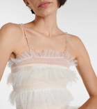 Susan Fang Ruffled sheer tulle minidress