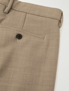 NN07 - Bill 1684 Tapered Cropped Pleated Woven Trousers - Brown