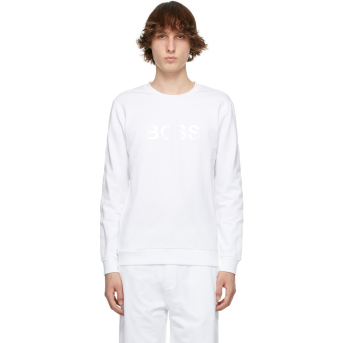 Boss White Cotton Heritage Sweatshirt BOSS