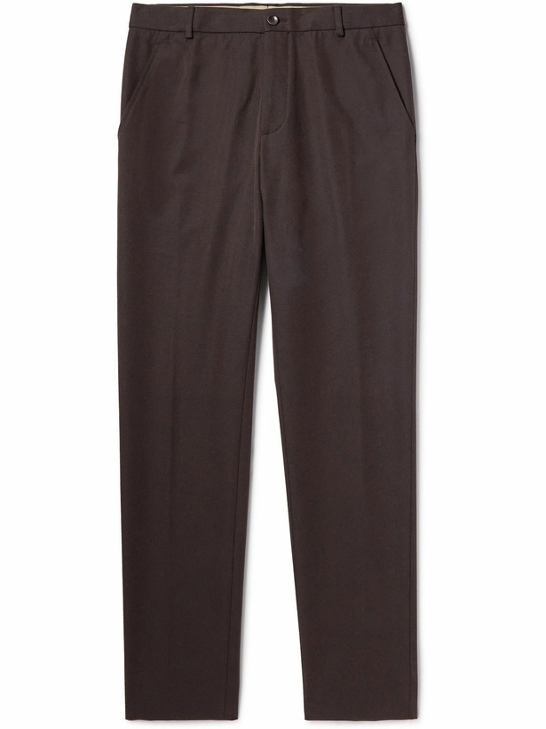 Photo: Loro Piana - Tapered Cotton and Wool-Blend Gabardine Chinos - Brown