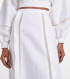 Valentino Lace-trimmed linen maxi skirt