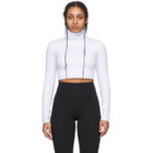 Pyer Moss White Embroidered Logo Cropped Turtleneck