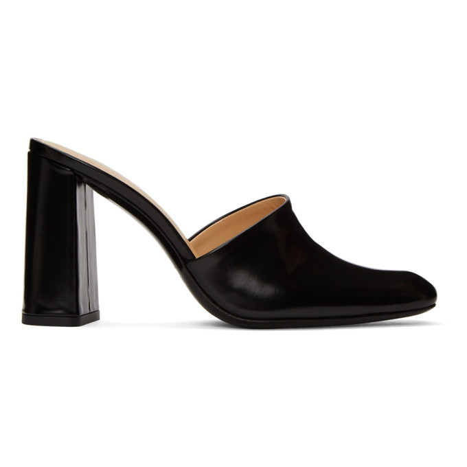 BY FAR Black Semi Patent Nina Mules By Far