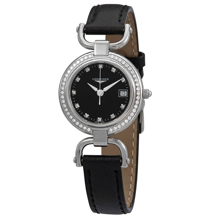 Photo: Longines Equestrian Quartz Diamond Black Dial Ladies Watch L6.130.0.57.0