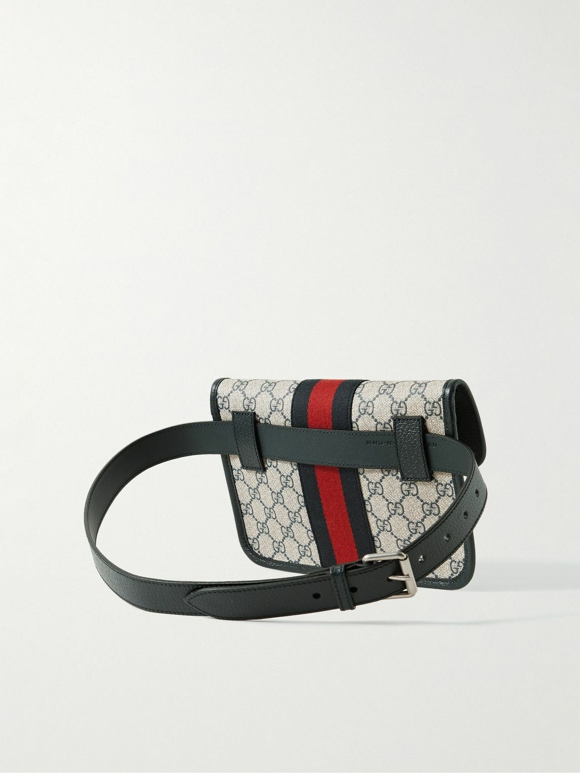 GUCCI Ophidia Webbing-Trimmed Monogrammed Coated-Canvas and