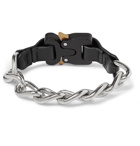 1017 ALYX 9SM - Leather-Trimmed Silver-Tone Bracelet - Black