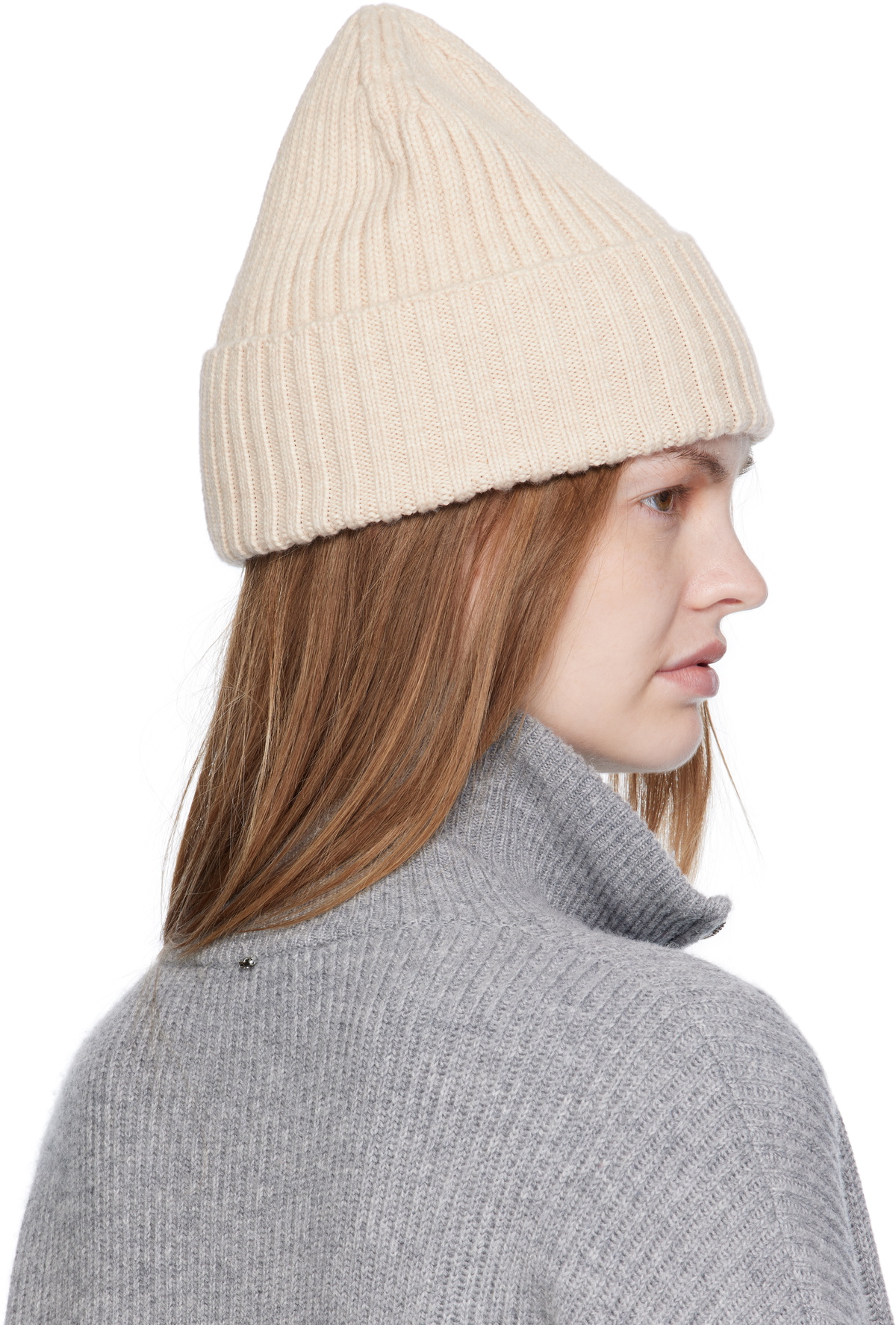 Ruslan Baginskiy Beige Monogram-Embroidered Wool Beanie
