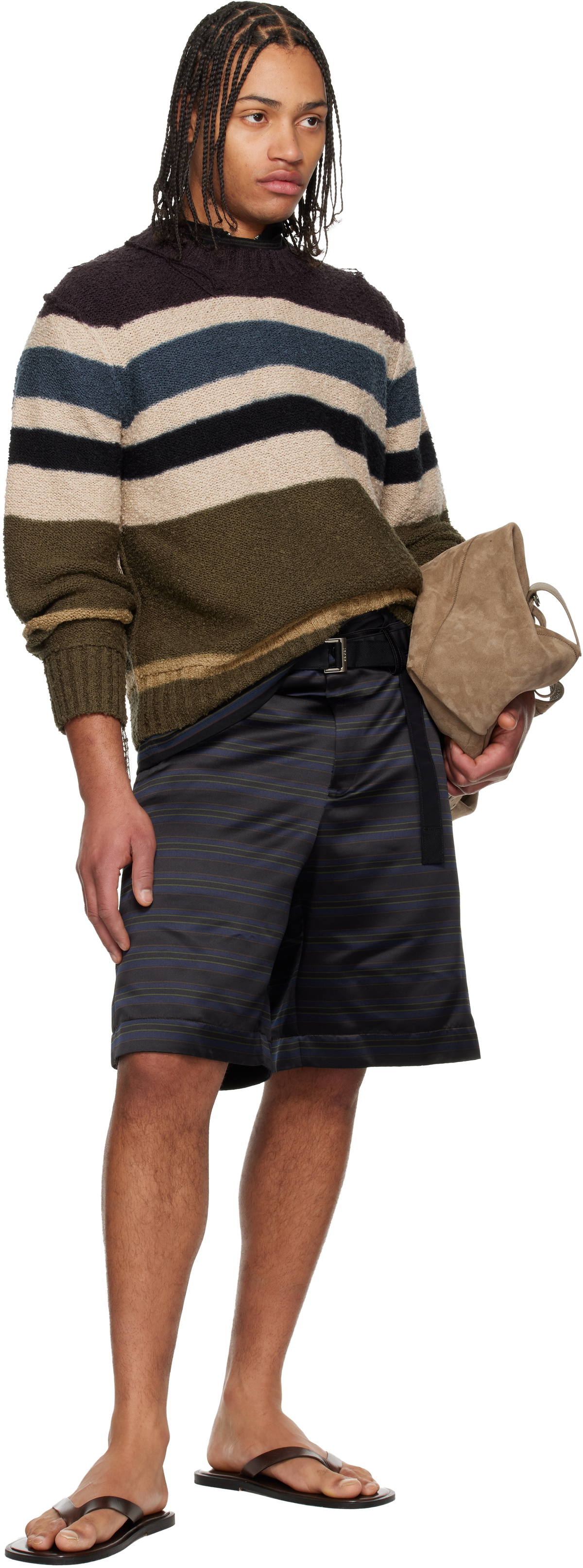sacai Multicolor Horizontal Stripe Knit Pullover Sweater