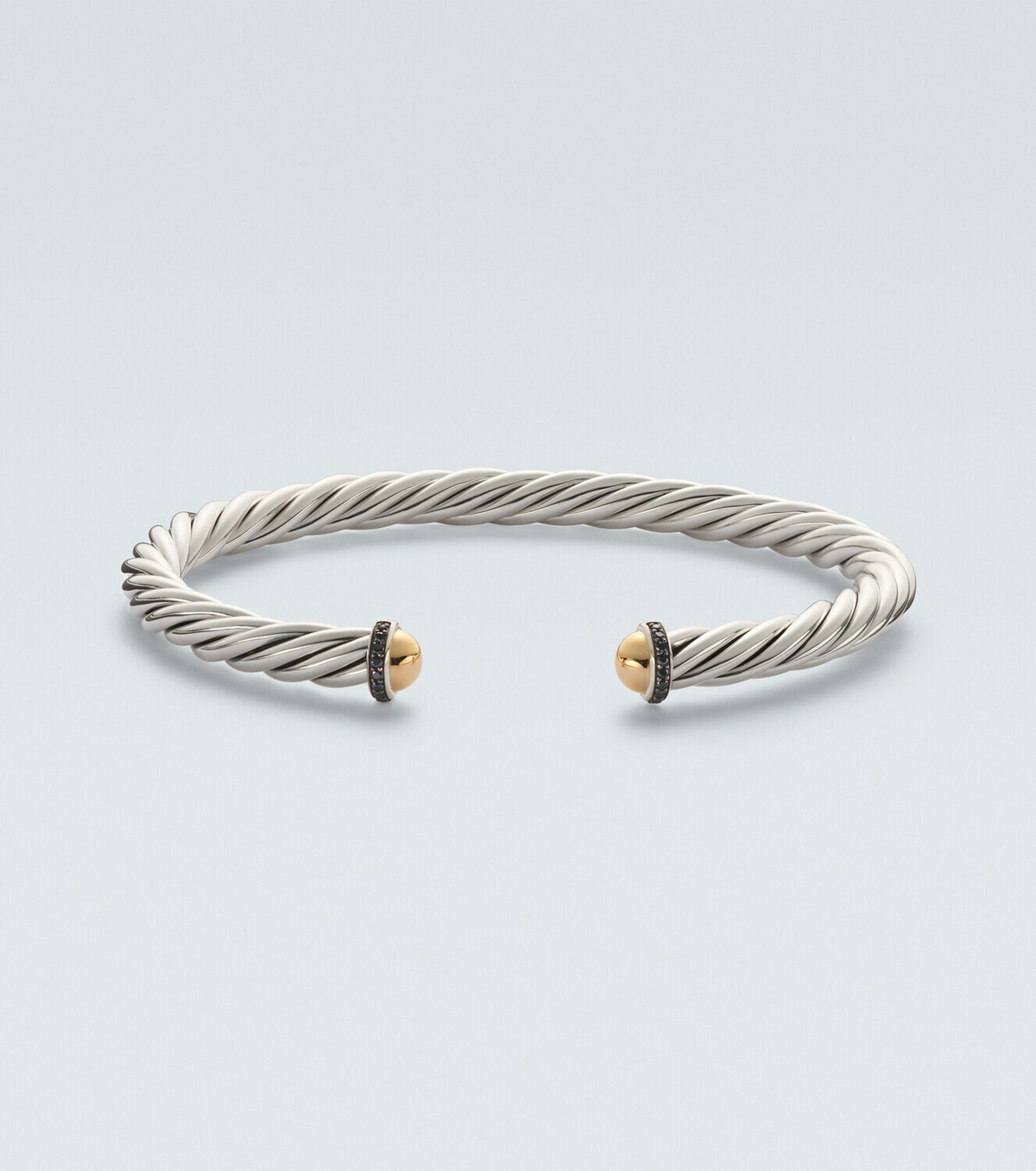 David Yurman Cable sterling silver and 14kt gold cuff bracelet with diamonds