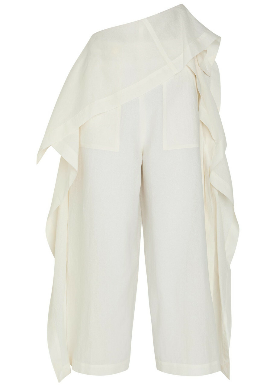 Issey Miyake Draped Wide-leg Paper-blend Trousers White