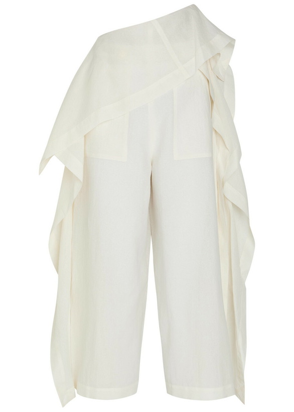 Photo: Issey Miyake Draped Wide-leg Paper-blend Trousers White