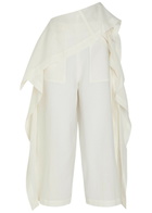 Issey Miyake Draped Wide-leg Paper-blend Trousers White