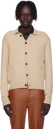 Ernest W. Baker Beige Cable-Knit Polo Cardigan