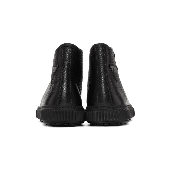 Prada Black Triangle Logo High-Top Sneakers Prada