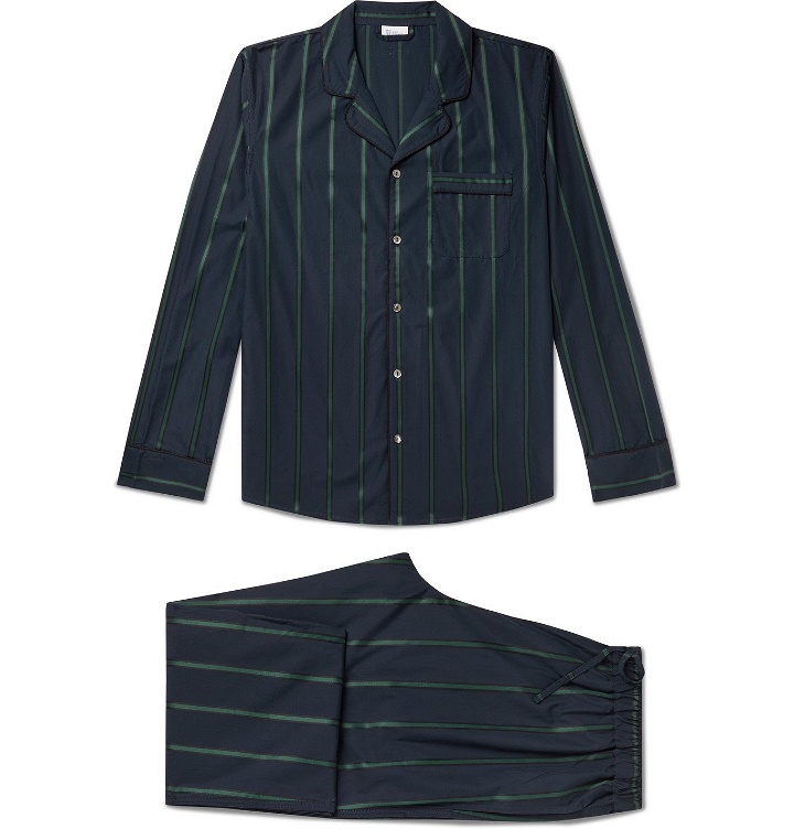 Photo: SCHIESSER - Alfred Piped Striped Cotton Pyjama Set - Blue