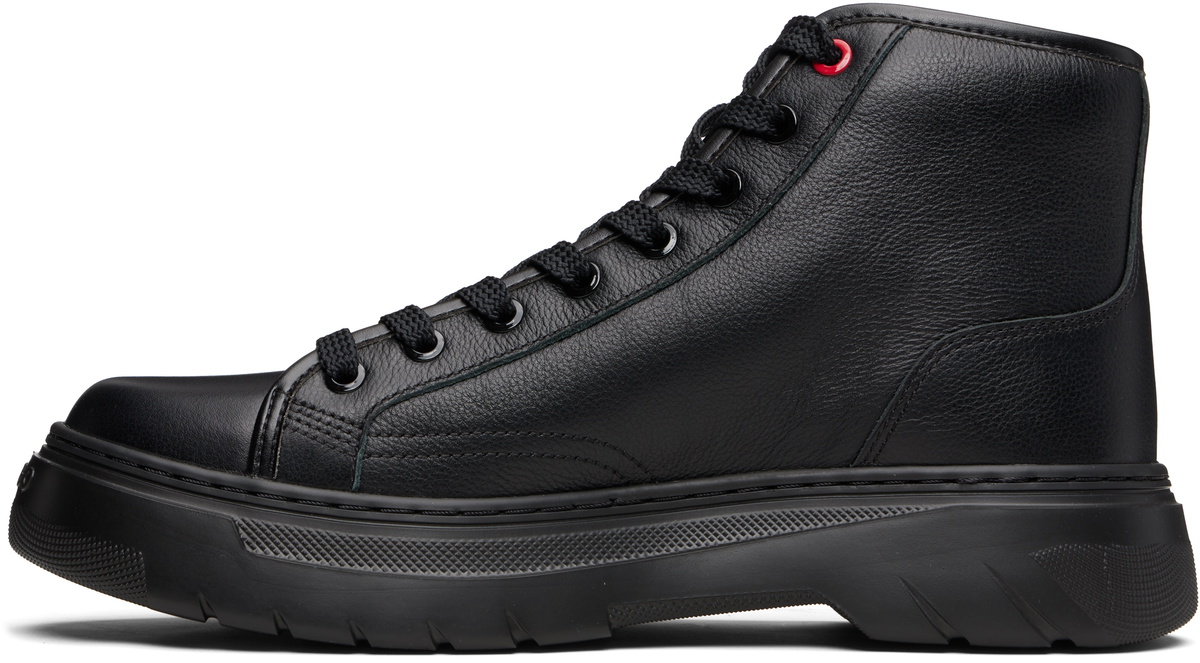 Hugo Black High-Top Grained Leather Boots