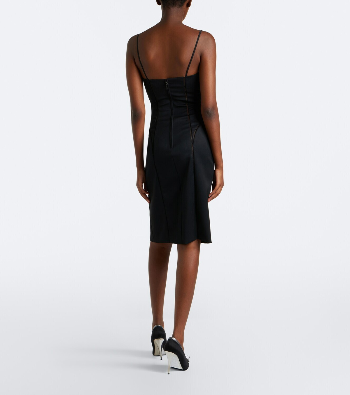 McQueen Paneled ruched wool cocktail dress