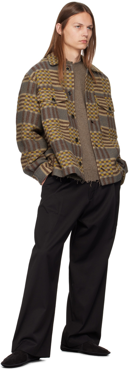 UMA WANG Brown Frayed Sweater