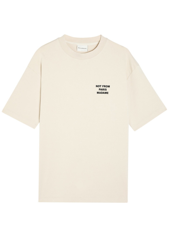 Photo: DRÔLE DE Monsieur Le T-shirt Slogan Printed Cotton T-shirt Beige