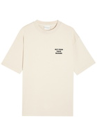 DRÔLE DE Monsieur Le T-shirt Slogan Printed Cotton T-shirt Beige