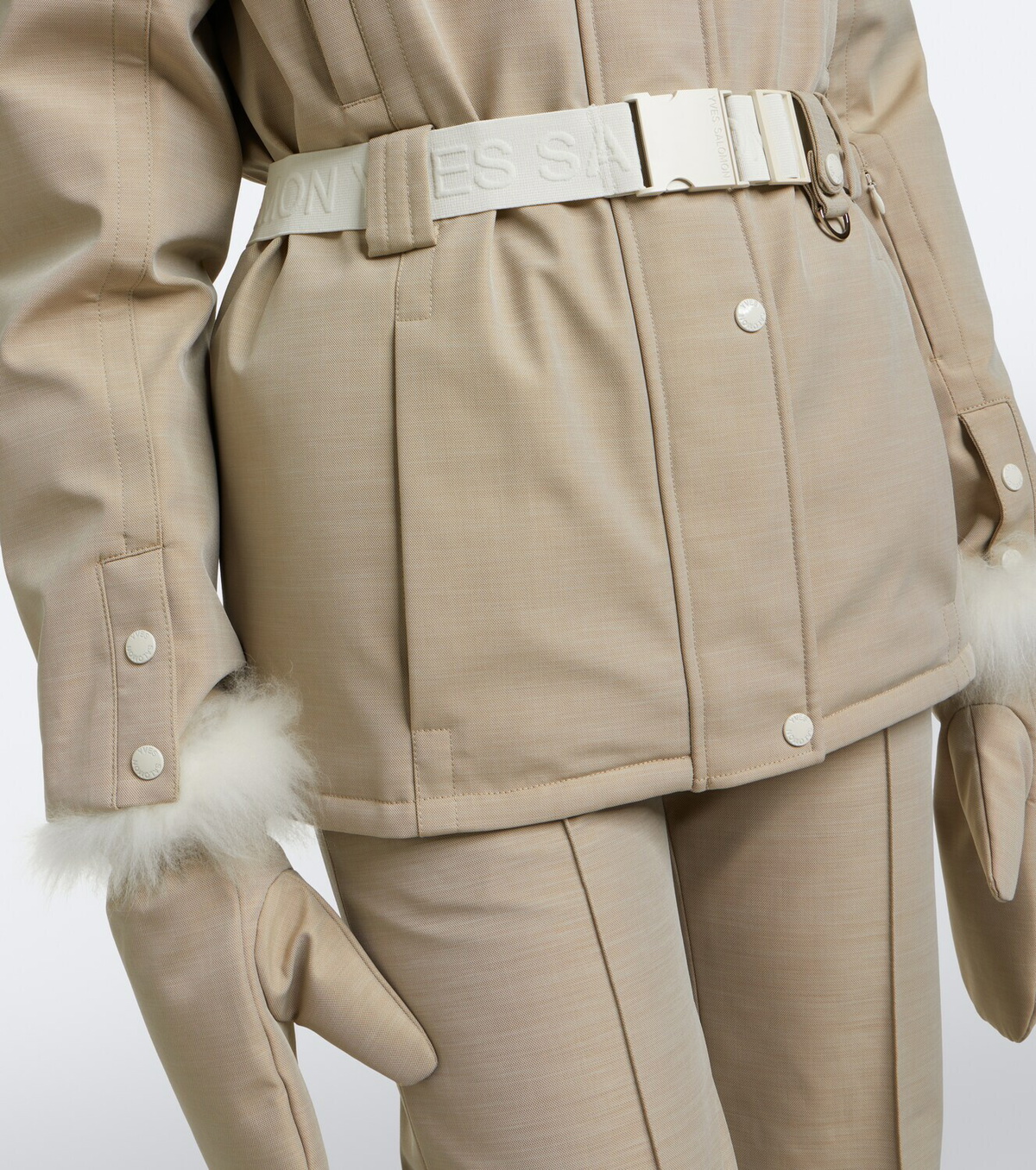 Yves Salomon Belted shearling-trimmed ski jacket