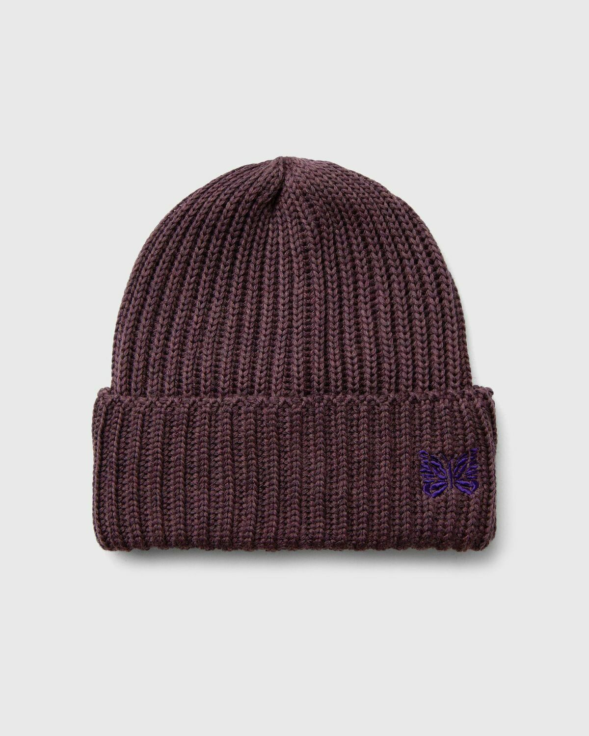 Needles Watch Cap   Merino Wool Purple Beanies