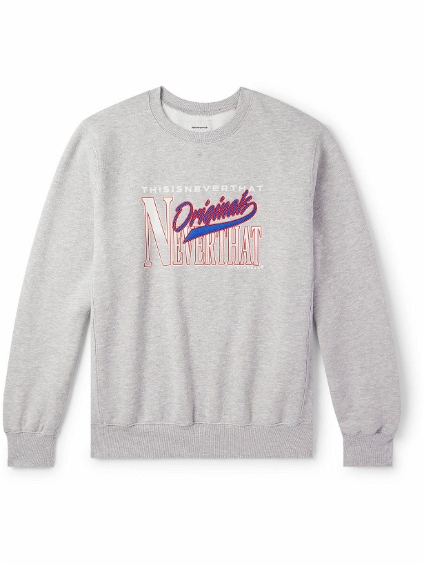 Photo: thisisneverthat - Originals Logo-Print Embroidered Cotton-Blend Jersey Sweatshirt - Gray