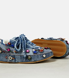 Loewe Distressed embellished denim sneakers