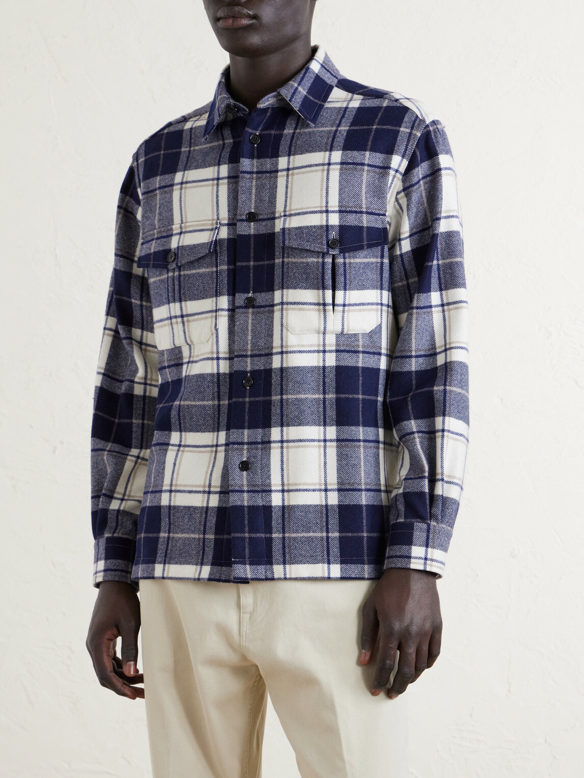 Dunhill - Checked Cashmere Overshirt - Blue