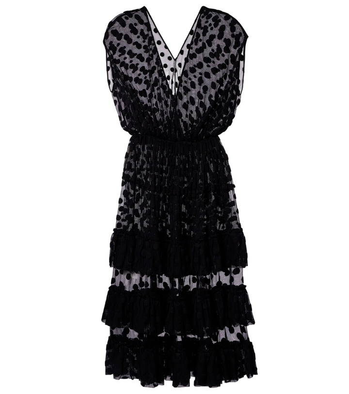 Photo: Dries Van Noten Polka-dot cotton-blend tiered midi dress