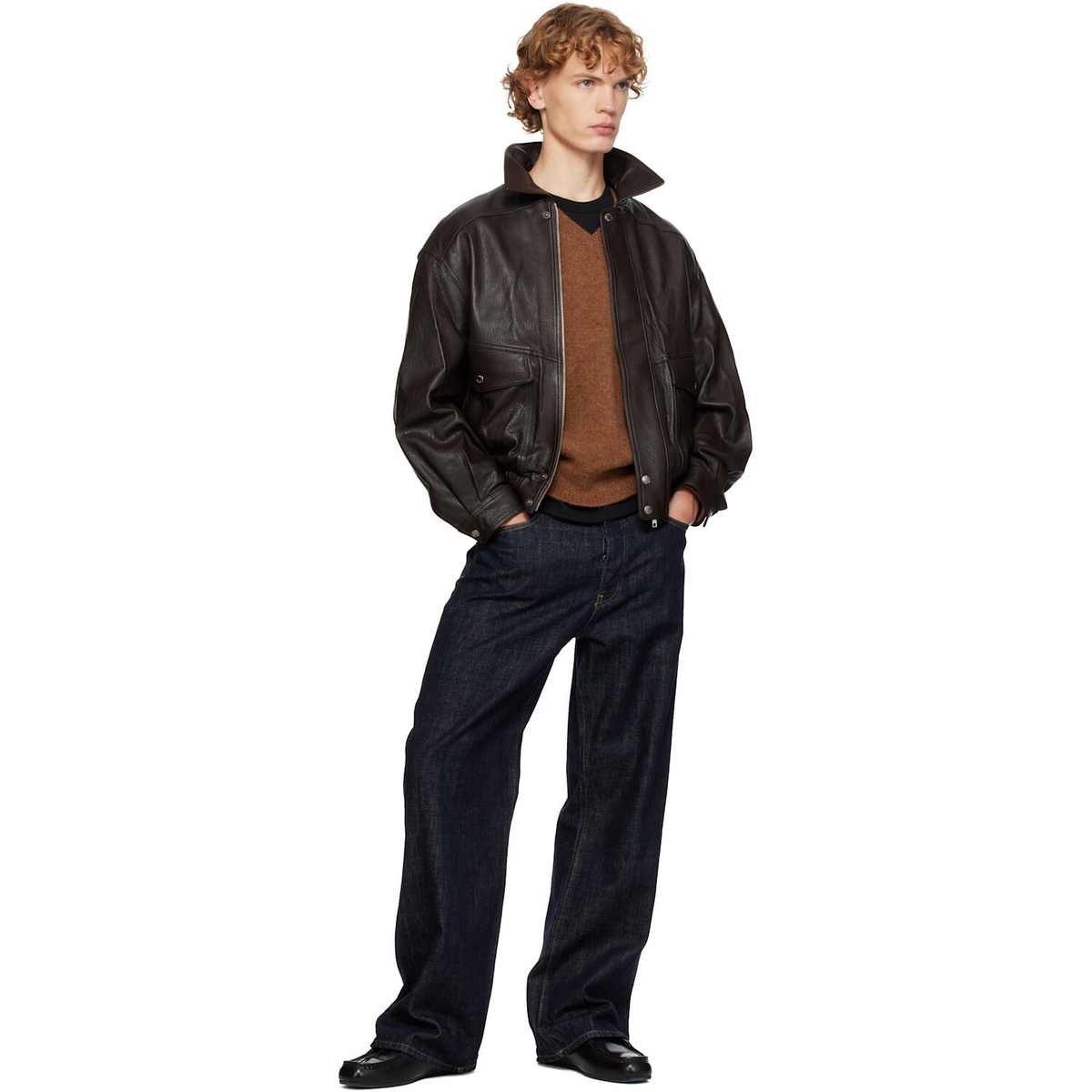Dunst Brown Oversized Vintage Leather Jacket