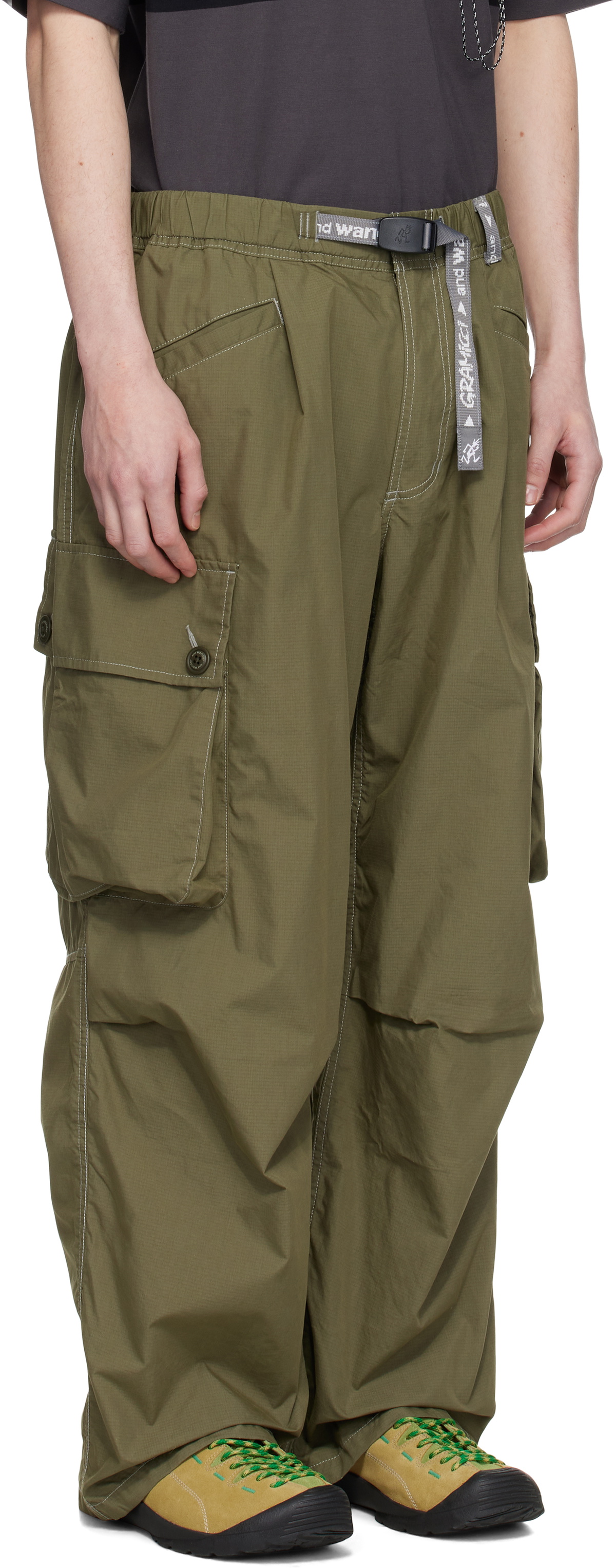 and wander Khaki Gramicci Edition Military Wide Cargo Pants